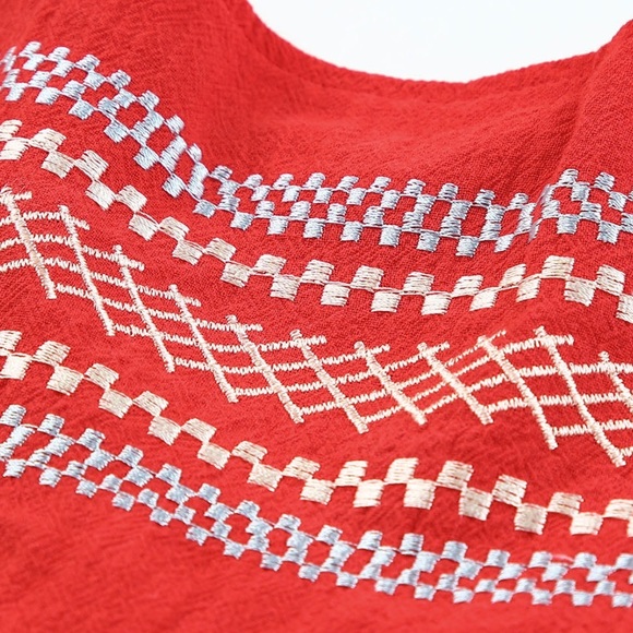 Embroidered Babydoll Tie Strap Tank Top by Adora - Picture 6 of 7